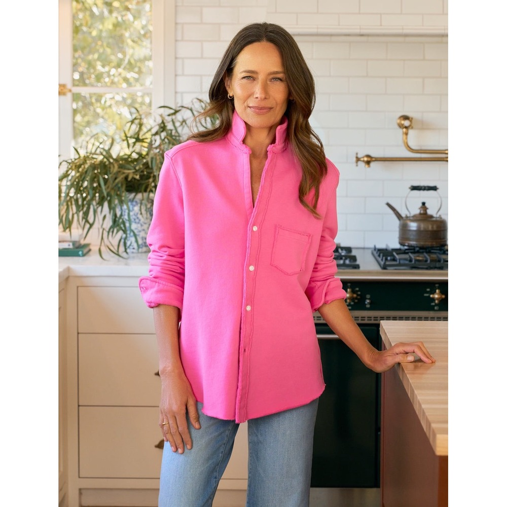 Frank & Eileen Eileen Triple Fleece Pink Button Up Shirt XS Lotus Pink